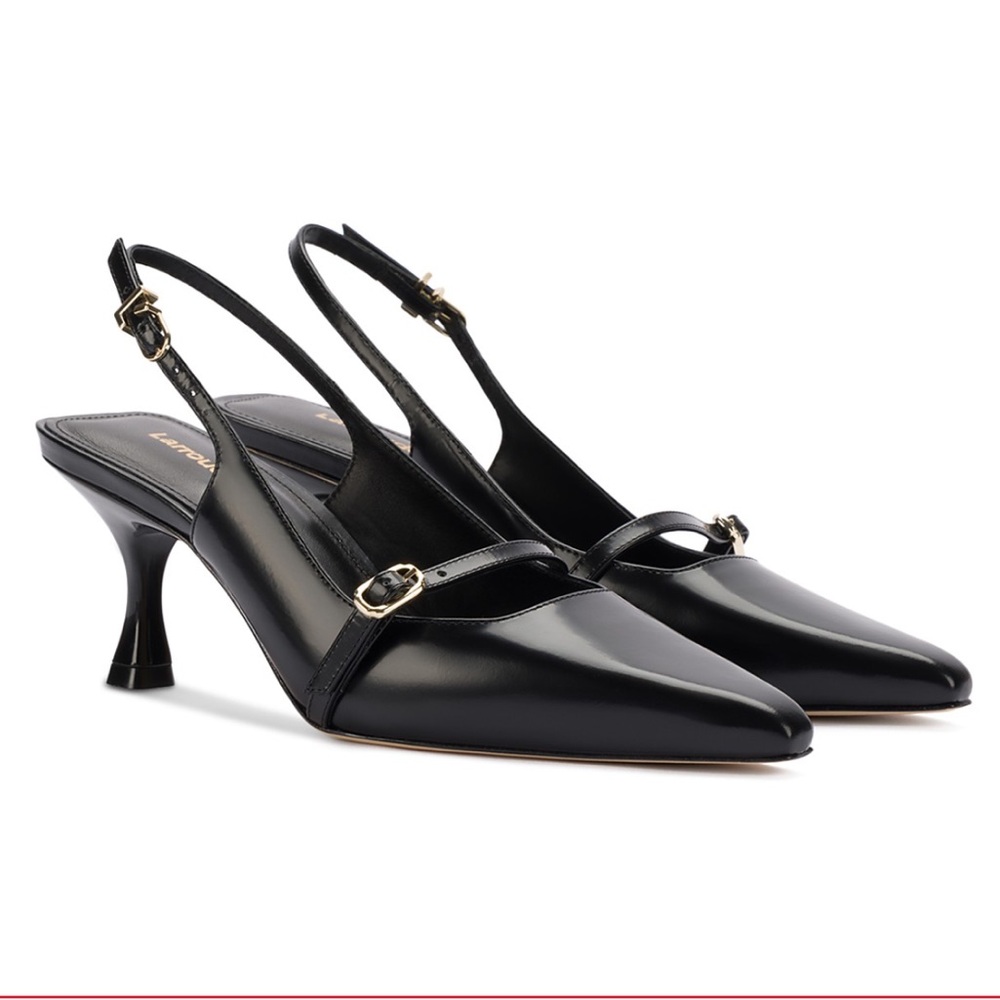 Larroude Ines Black Slingback Heels - Picture 2 of 4